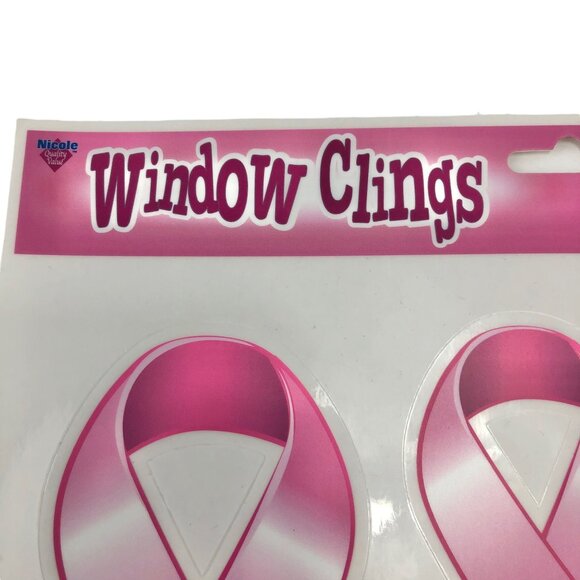 Breast Cancer Awareness Pink Ribbon Window Clings & Glitter Ribbon Visor - Picture 4 of 11